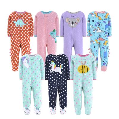 China 3.6.9.12 Months Cartoon Casual Unisex Baby Clothes Cute Winter Baby Rompers Cotton Long Sleeve Baby Footed Pajamas With Zipper for sale