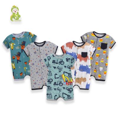 China Growprint 0-2Years Cute Toddler Clothes 100% Cotton Baby Rompers Summer Short Sleeve Baby Overalls For Boy for sale