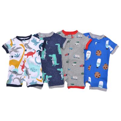 China HY7680-HY7693 Unisex 100% Cotton Summer 5pcs Shorts Cute And Breathable Knitted Cute Baby 0-2ys Thin Section Rompers With Zipp for sale