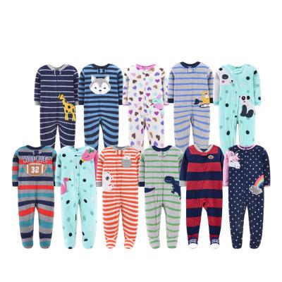 China Wholesale casual animal apparel winter animal embroidery pattern cartoon footed pajamas long sleeve newborn overalls with zipper for sale