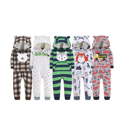 China Infant Footed Sleepwear 0-24M Newborn Baby Boy Girl Overalls Romper Autumn Winter Fleece Cute Hooded Warm Baby Pajamas for sale