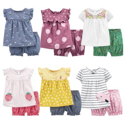 China Breathable Sleeve Baby Shorts Summer Newborn Clothes Sets Baby Clothes Knitted 100% Cotton For Newborn for sale