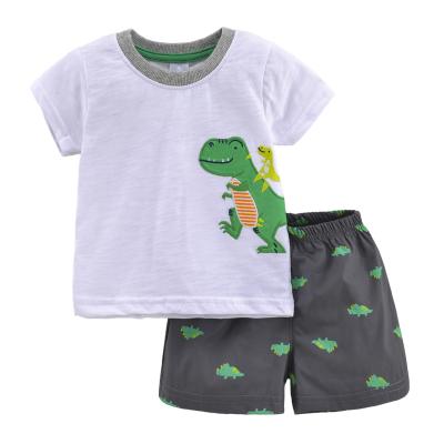 China 0-3 years old kids casual clothes suit summer 100% cotton baby T-shirt shorts 2pcs clothes set for sale