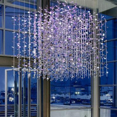 China Farmhouse Zhongshan Customize size art glass staircase long large chandelier modern Luxury Hotel lobby high ceiling led pendant lighting for sale