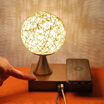 China New Design Modern Bedside LED Night Lamp Elegant Touch Dimming Table Lamp With Wireless Charger With USB Port Night Light for sale