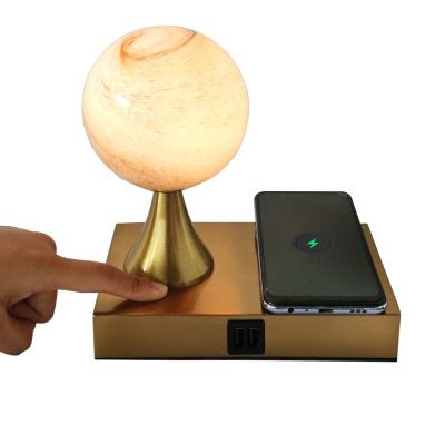 China 2021 New Design Modern Rheostat Mobile Phone Charger Table Lamp Bedside LED Touch Control Desk Lamp with 2 Fast Charging USB Ports for sale