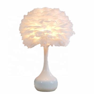 China Modern Fashion Bedroom Bedside Feather Modern Luxury Modern LED Desk Lamp Decoration LED Table Light For Hotel Villa Kids Girls Bed for sale