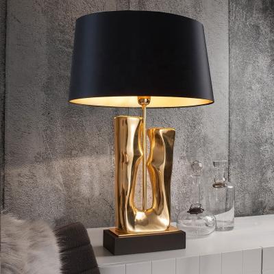 China Modern Unique Luxurious Modern Indoor Cloth Reading Room Hotel Lobby Table Lamp Bedside Bedroom Black Desk Lamp For Artist for sale