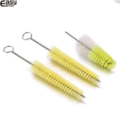 China Long Bristle Bent Stainless Steel Cleaning Straw Nylon Glass Cleaning Brush for sale