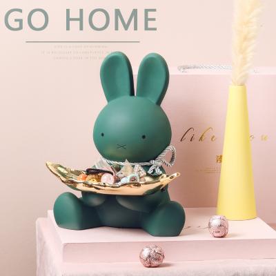 China Worldwide Modern Interior Living Room Decoration Rabbit Sculpture With Tray For Table Top for sale