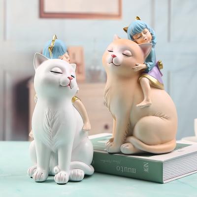 China Newcomer World Resin Simple Dream Girl Ornaments Cat Ornaments Furniture Ornaments for sale