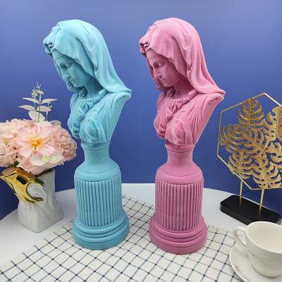 China Mary Madonna Resin Crafts Living Room Porch Show Room Fashion Creative Flocking Home Decorations for sale