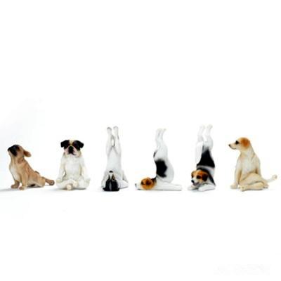 China Funny World Resin Yoga Dog Figurine Set Collectible Item Set for sale