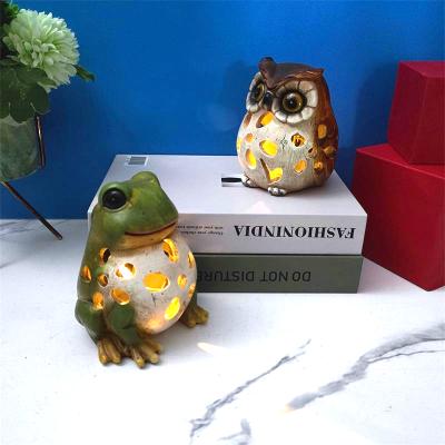 China Europe Small Led Light Solar Owl Polyresin Opens Decoration Solar Garden Light for sale