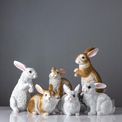 China Global China Factory Customized Realistic Resin Sitting Rabbit Figurines Garden Decor for sale