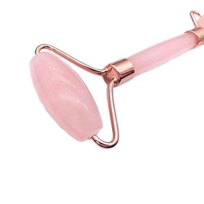 China Face Beauty Receiver Roller Rose Quartz Logo Rose Facial Jade Roller for sale