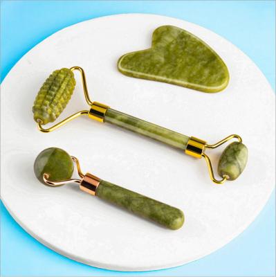 China Natural Welded Facial Sha and Jade Roller Anti Aging Facial Massage Gua Face Roller For Face for sale