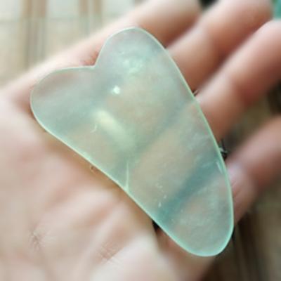 China Customized Facial Massager Portable Crystal Guasha Board Face Beauty Guasha Board Acupuncture Green Quartz Massager for sale