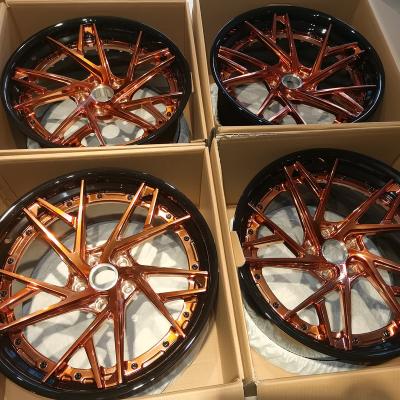 China 6061-T6 Customized 2 Piece Super Deep Concave Brushed Bronze Polished Lip Forged Wheel for sale