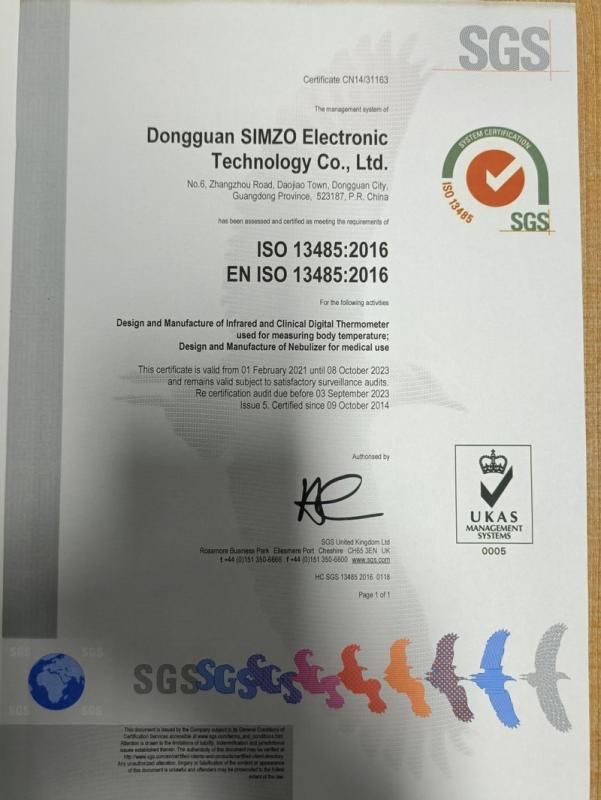 ISO13485 - Dongguan Simzo Electronic Technology Co., Ltd.