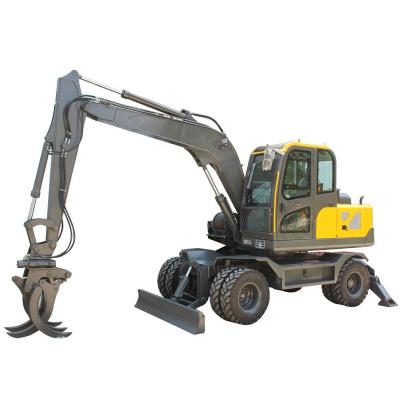 China Construction Material Shops Seeling In Best Price Mini Long Boom Digging 7.5t Wheel Excavator for sale