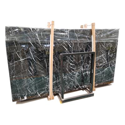 China Modern High Quality Natural Polished Snowflake Black Marble Slabs for sale