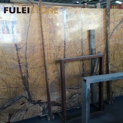 China Modern Free Samples India Polished Natural Rainforest Brown Marble Slabs for sale