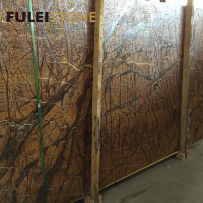 China Modern Antique Outdoor Natural India Rainforest Brown Marble Slabs for sale