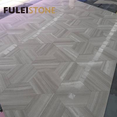 China Modern Cheap Chinese White Wood Grain Marble Tile For Hotel Building Material Supply for sale