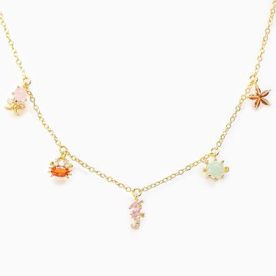 China RTS 2022 FASHIONABLE New Collarbone Zirconia Navy Anime Pendants Beach Colorful Necklace for Women Girls for sale