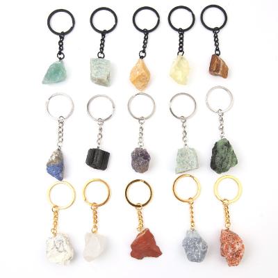 China Custom Ball Crystal Healing Stones Key Chain Pendant Ring Keychain Natural Gemstone Metal Amethyst Environmental Friendly for sale