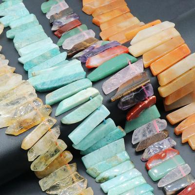 China Jewelry Making Raw Ore Labradorite Citrine Powder Crystal Irregular Bar Shape Natural Stone Beads For Jewelry Making for sale