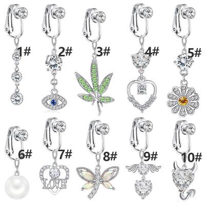 China INS Romantic Trend Devil Eyes Heart Piercing Non Clip On Belly Rings Slap For Jewelry Set 2022 for sale