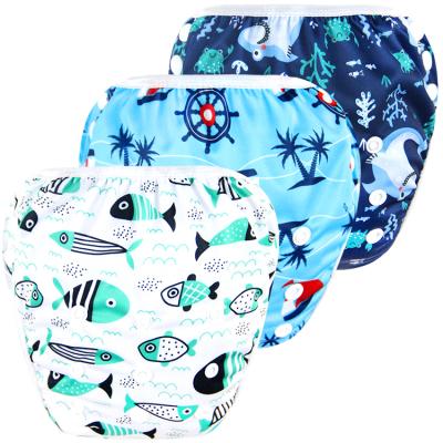 China Famicheer BSCI Printed Medium Washable Trunks Swim Diaper Wrap Reusable Swimming Pool Swim Diaper for sale