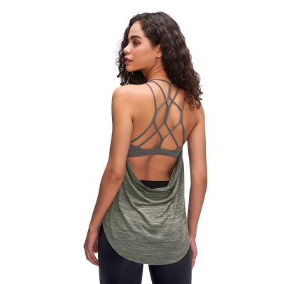 China Women's Breathable Performance Stretch Quick Dry Yoga Tank Top Sports Vest Workout Running Removable Pads Top Vest for sale