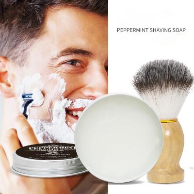 China Smooth to prevent rough skin after shaving Private Label Men's Beard Shaving Soap 60g Tin Peppermint Organic Premium Foam for sale