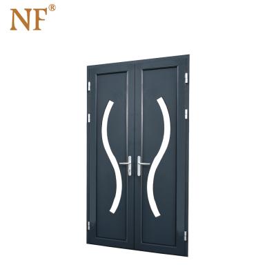 China Sound Insulation 84 Inch Double Leaf Double Entry Aluminum Glass Swing Door for sale