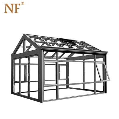 China Prefab sun porch patio screen fence modern aluminum fram sunrooms and houses glass windows for garden design for sale