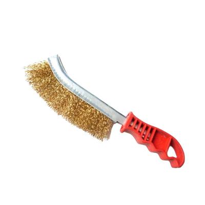 China Brass Crimped Wood Plastic Knife Wire Brush Hardware Polishing Tools For Factories for sale