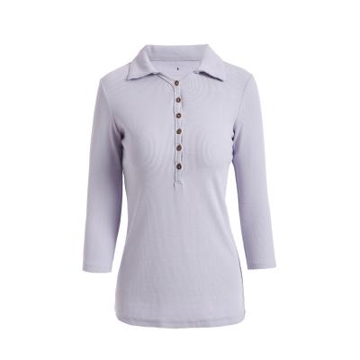 China Anti-wrinkle 2021 best selling new design lady's ribbed cotton shirt for sale