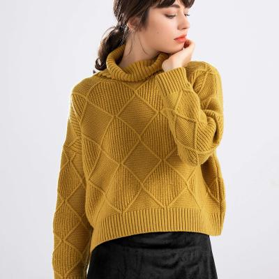 China Yellow Lady's Anti-wrinkle Knitwear Fit Neck Women Sweater Sweaters Slim Thin Silk Tortoise Jumper Autumn Wear Long Sleeve Knit for sale