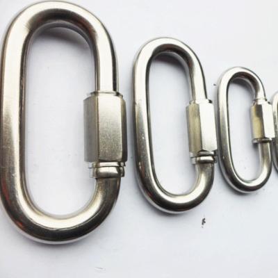 China 304 Stainless Steel M4 Quick Link Chain Oval Wire Carabiner Chain Connector for sale