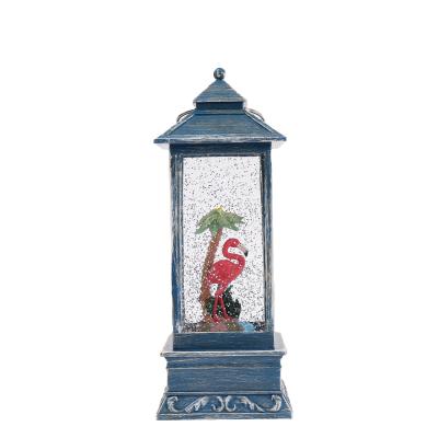 China Europe and America 2021Resin Flamingo with Led Lights and Music, Flashing Snowball Lantern for Decoration for sale