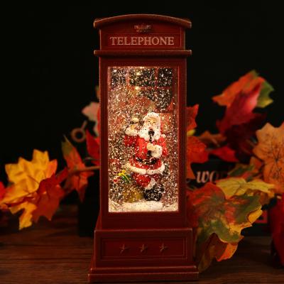 China 2021 New USB+Music Gifts Telephone Booth Souvenir Flicker Snow Wind Lamp Red Light For Christmas Decoration for sale