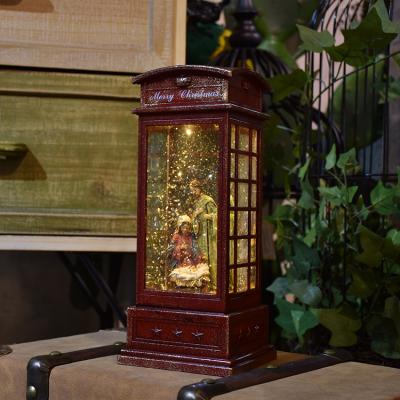 China Gift & Professional Christmas Decoration Manufacturer Custom Resin Opens 3d Religious Music Phone Booth Night Lights for sale