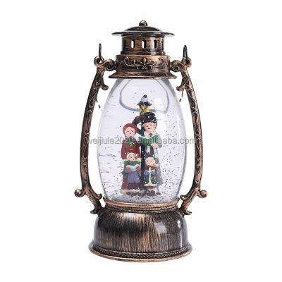 China Gift & Wholesale China Factory Christmas Decoration Oval Christmas Snowflake Lantern LED Chorus USB+Music Levels Resin Table Light With Water for sale