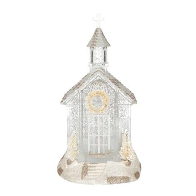 China Themed Christmas Decoration Light 2021 White Glowing Village House Shape Electronic Water Lights Holiday Decorations For Church Christmas for sale