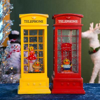 China Yellow Duck Water Globes Telephone Booth Big Prize Europe and America Birthday Gift Water Filled Lantern Usb Charging With Twinkling And Led Lighting for sale