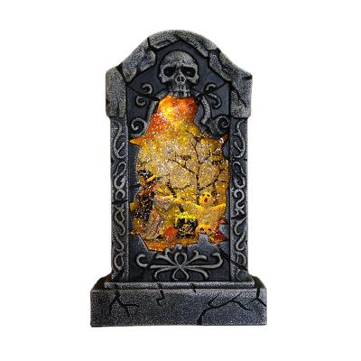 China 2022 Halloween Decoration Creative Animated Tombstone Water Globe With Table Figures For Halloween Decoration for sale