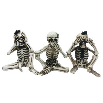 China ML-1901 WEIJIULE Home Hot Products Halloween Decoration Gift Resin Skull Set Little Listen Don't Tell Don't Look for sale